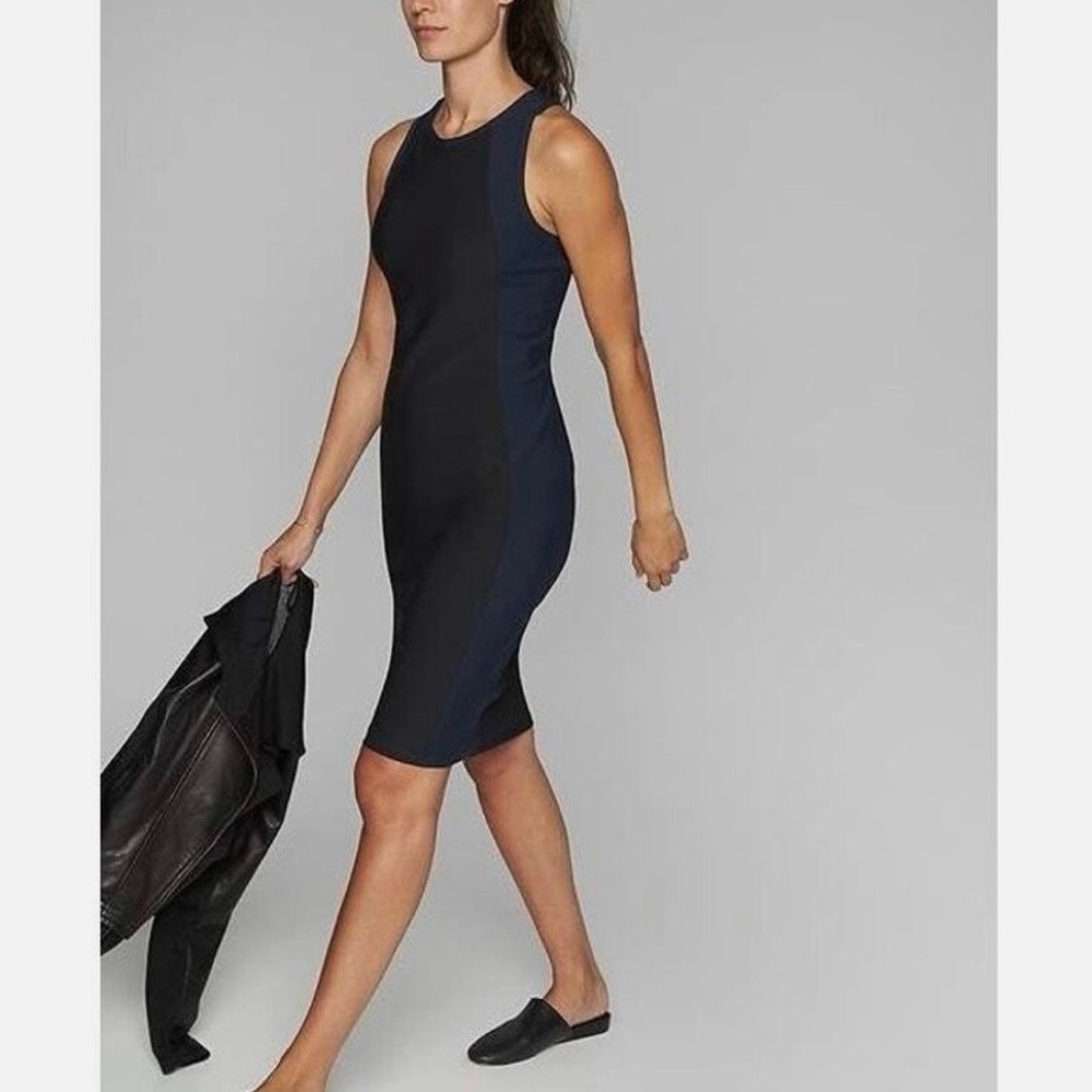 Athleta Stellar En Route Dress, black/navy, size M